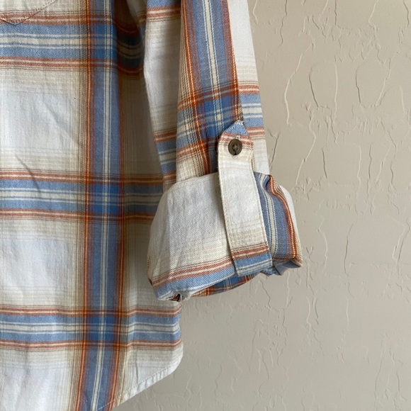 Prana Alfie Flannel Roll Tab Sleeve Cream Women’s Small Soft Roll Tab - Picture 4 of 10